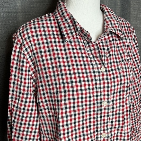 OLD NAVY XXL RED WHITE & BLACK PLAID BUTTON FRONT SHIRT - Picture 3 of 8
